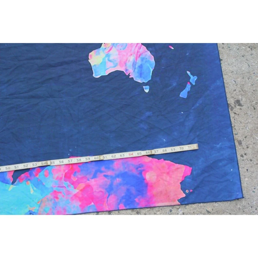 World Map Tapestry Wall Hanging Blue Tyedye Tapestry Home Décor Colorful 56x76